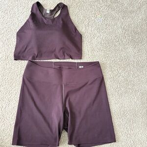 UNIQLO Women’s Purple Athletic Crop Top and Shorts Set